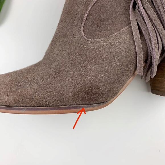 Steve Madden Ohio Western Ankle Boots Fringe Taupe Suede Heeled Women's 8.5 - Picture 9 of 14